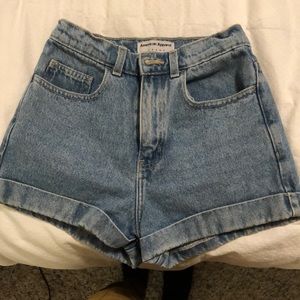 American Apparel high waisted cuffed jean shorts